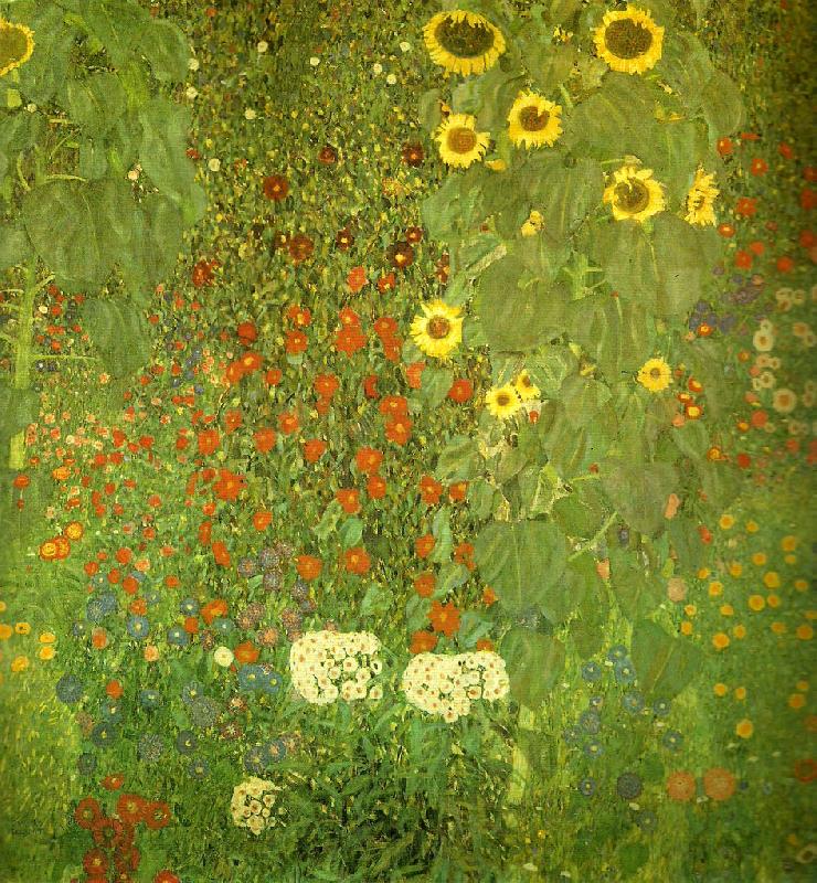 Gustav Klimt tradgard med solrosor Norge oil painting art